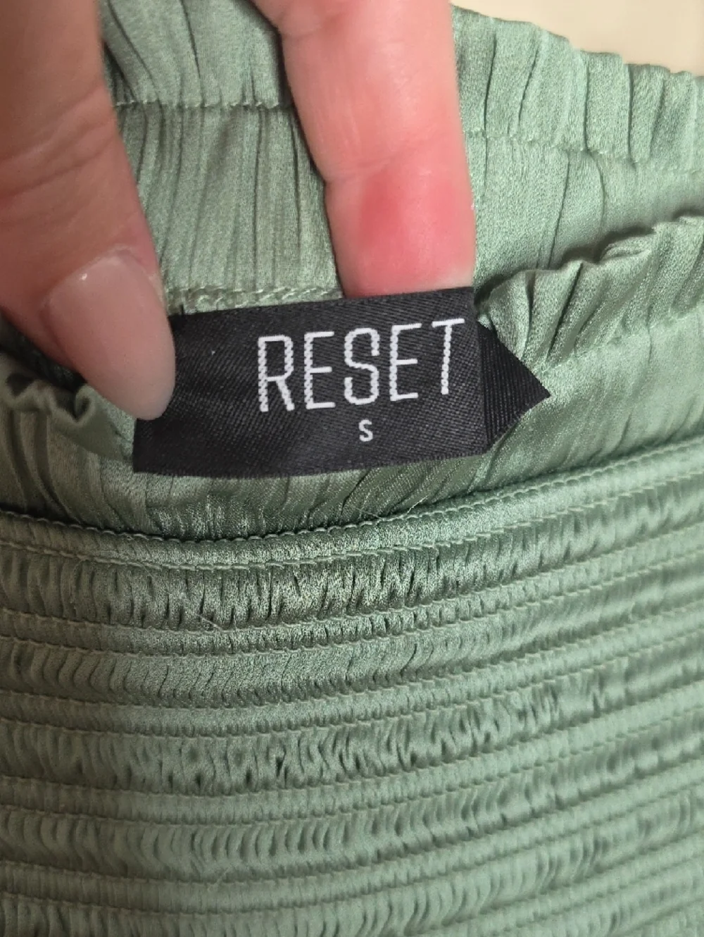 RESET Silky Amore Skirt Sage Green Women Size Sm Smocked Coquette Dainty Tiered